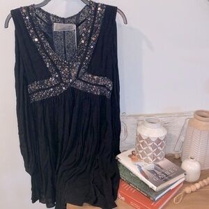 New Friends Colony black cold shoulder beaded boho dress new w/tags size small